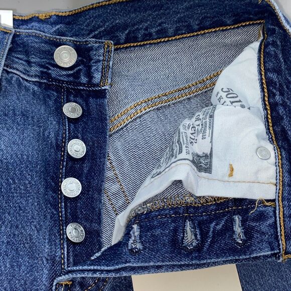 Levi's 501 Button Fly Skinny High Rise Jeans Women's Size 24 x 28 Distressed NEW - Picture 7 of 13